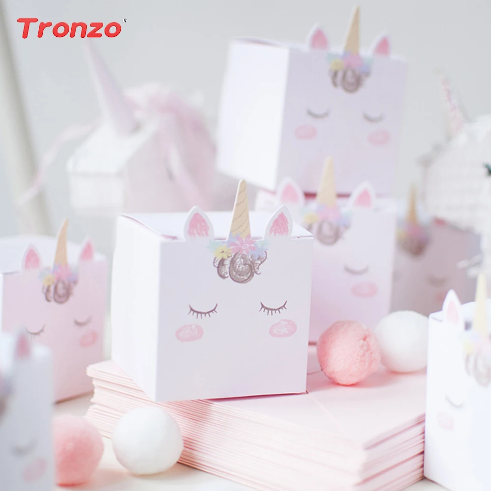 

Tronzo Unicorn Paper Bags 10pcs Festive Party Supplies Candy Cookie Paper Gift Box Wedding Birthday Party Decorations Kids