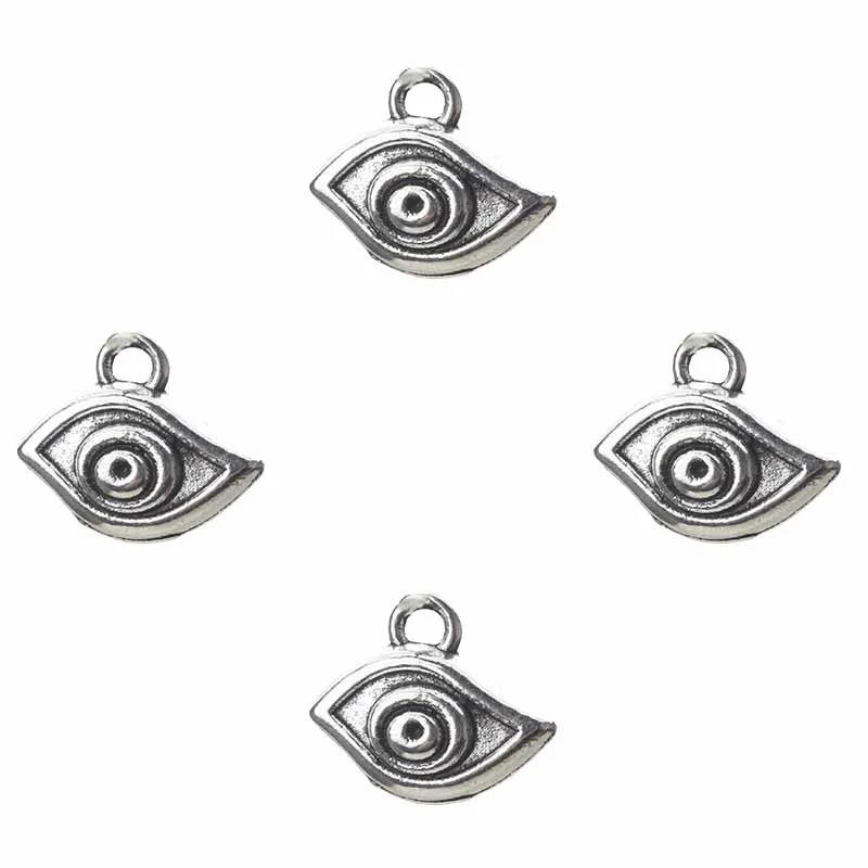 10pcs/lot 12*10mm Fashion Antique Silver Alloy Evil Eye Charms Jewelry