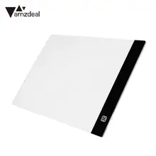 Buy AMZDEAL Ultra Thin A4 LED Light Stencil Touch Board Copy Painting Drawing Board Table Pad Dimmable EU/UK/AU/US Plug