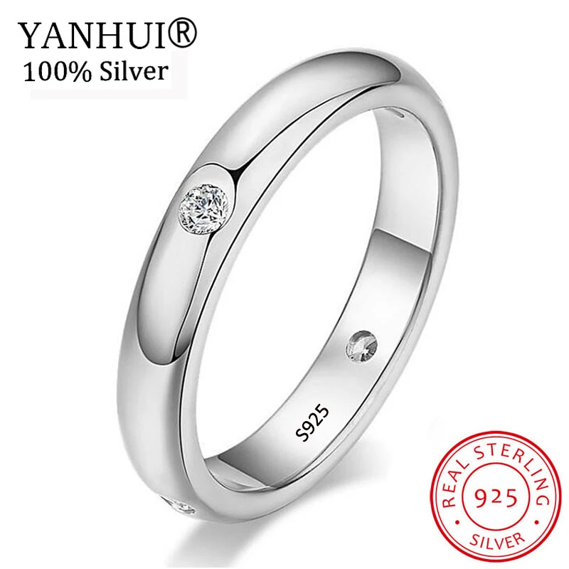 

YANHUI Fine Jewelry 100% Natural Solid 925 Silver Ring Top 4pcs 0.1 Carat CZ Zircon Engagement Wedding Rings for Women KR496