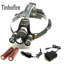 Tinhofire 5000 люмен 3T6 фар фары+ 2*18650+ Зарядное устройство, 3xcree XML T6 LED 5000 люмен светодиодные фары фара