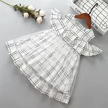 Платье высокого качества для девочек от 3 до 10 лет Новинка года, летняя повседневная одежда в полоску с рюшами, ребенок дети девочка вечерние платья принцессы