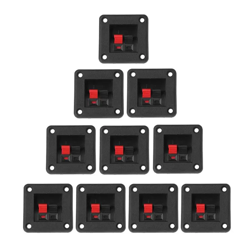 

10PCS Speaker Terminal Plate 2 Position 2 Terminals Spring Clip Black Red Double Input Jack Audio Speaker