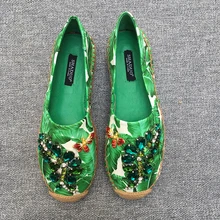 Г., женская повседневная обувь из натуральной кожи с принтом банана, стразы обувь в рыбацком стиле на плоской подошве лоферы