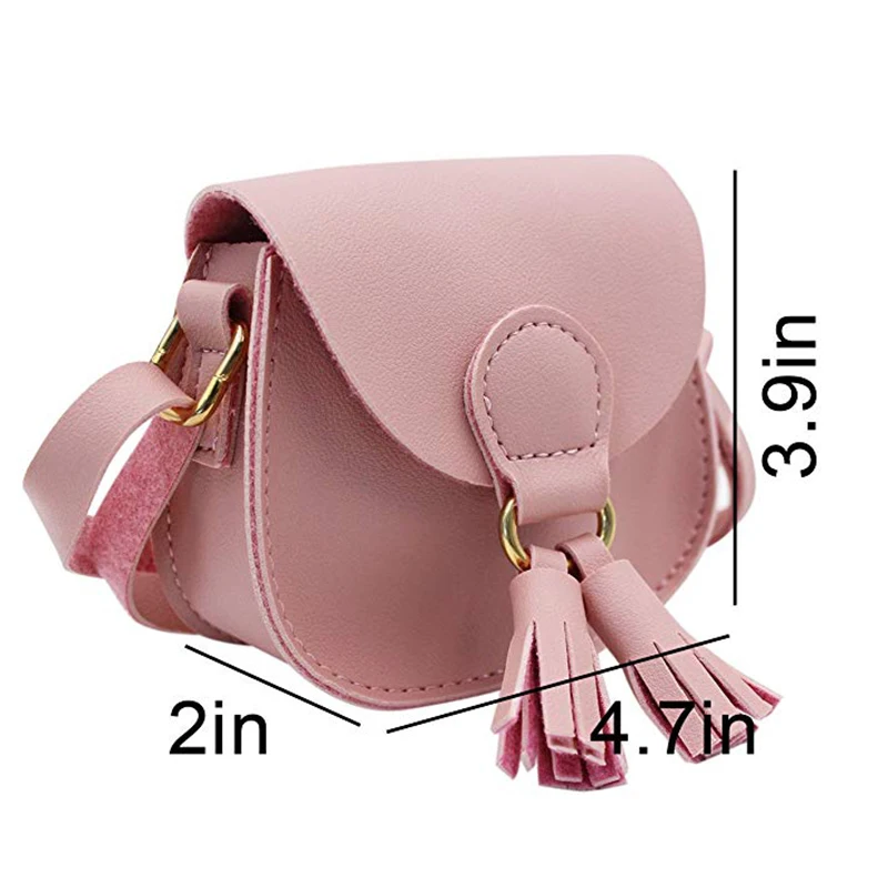 Cute Cat Tassel Shoulder Bag Small Mini Coin Purse Messenger Bag Crossbody Satchel For Kids Girls, Color D Pink(4.7x3.9