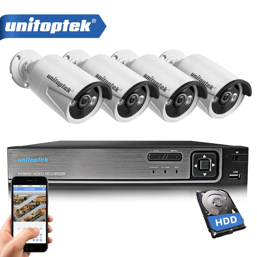 

4CH CCTV System 720P HDMI AHD CCTV DVR Weatherproof 1280TVL Outdoor 1.0MP Security Camera Kit 3Pcs Array LED Surveillance System