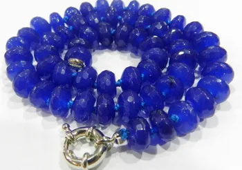 

Fast SHIPPING 5x8mm Faceted Blue Sapphire Roundel Beads Necklace 17" (A0325)