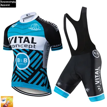 

2019 TEAM VITAL Concept Pro Cycling Jersey Bibs Shorts Suit 16D Gel Ropa Ciclismo Mens Summer Quick Dry Bicycling Maillot Wear