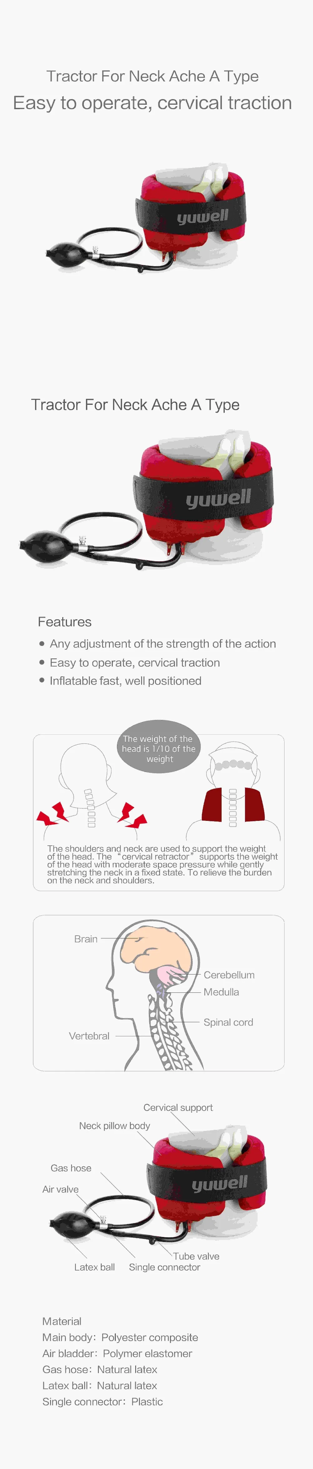 Yuwell Type A/B/C Neck Traction Therapy Cervical Vertebra Supports Collar Orthopedics Health Care Inflatable Massager Relaxation