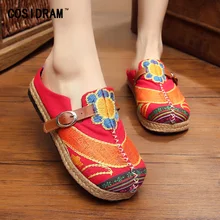 2017 Women Slippers For Women Summer Shoes Canvas Casual Flower Beach Female Ladies Footwear National Embroidered Shoes SNE-190