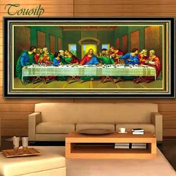 

Touoilp 5D DIY Diamond Painting The Last Supper Crystal Diamond Painting Christian Cross Stitch Needlework Home Decorative