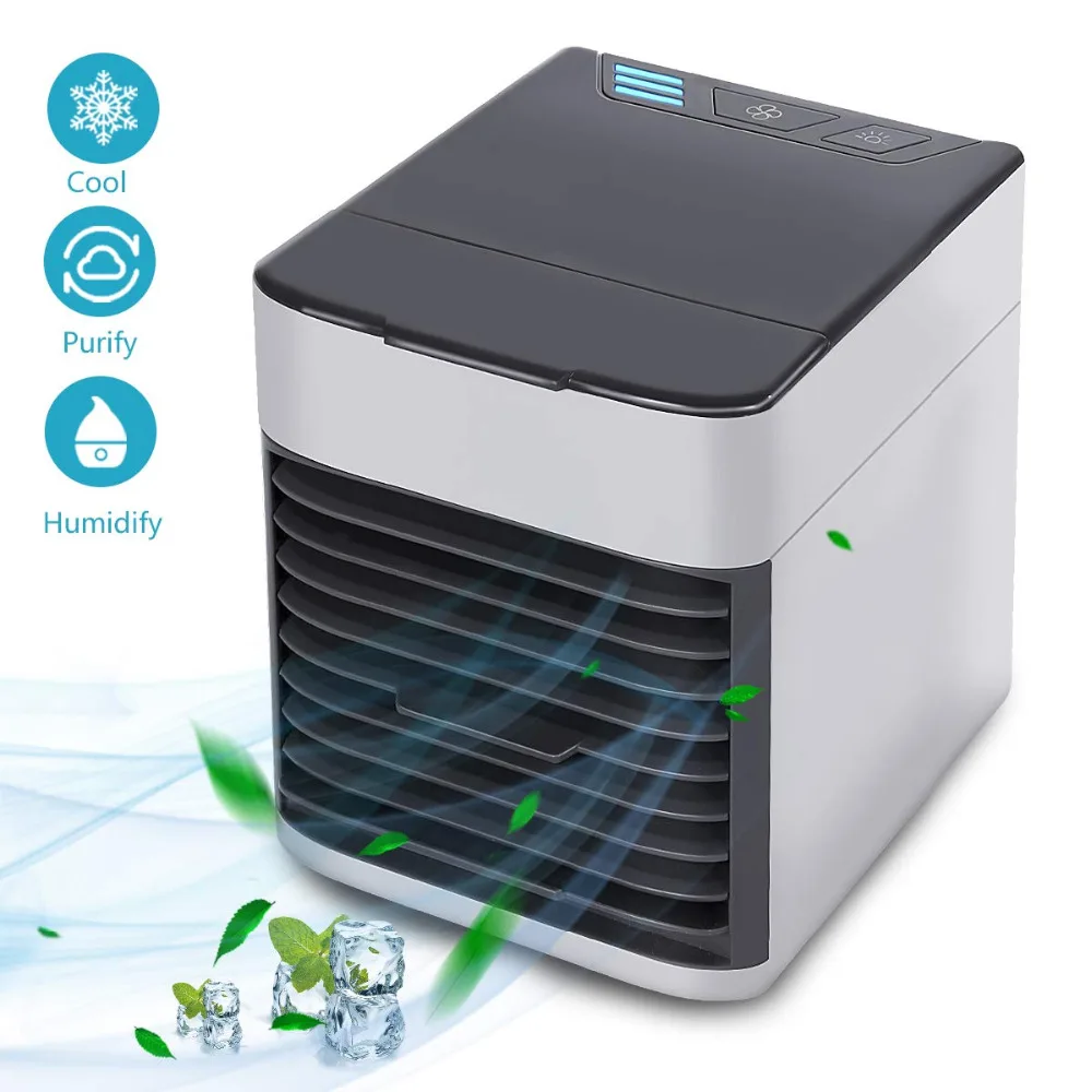 

Air Cooler 3 in 1 Mini USB Personal Space Air Conditioner Fan Cooler Air Purifier Humidifier with 7 Colors LED Night Light