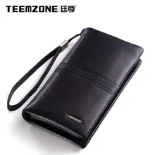 Teemzone Cowhide Men Wallets Brand Men’s Clutch Bags Purses And Handbags Mens Wallet Leather Genuine Large Capacity Man Bag