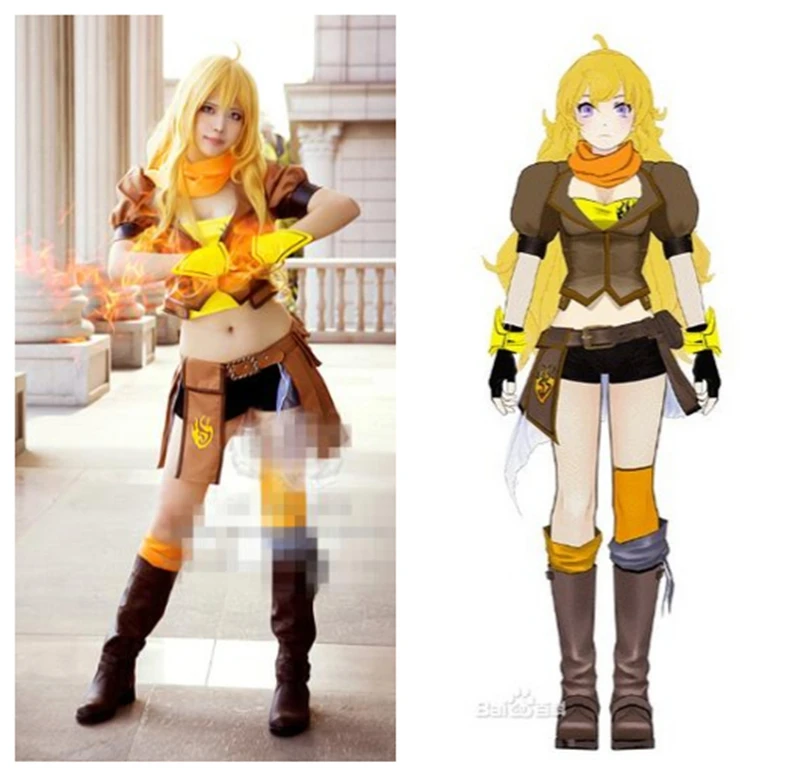 

2017 New Christmas Cosplay Yellow Yang Xiao Long Cosplay Costume Anime Showed Uniform Custom Made