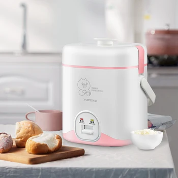 

Mini Rice Cooker Multifunctioned Electric Heating Lunch Box Portable Steamer Electric Heating Rice Cooker for 1-2 people 220V