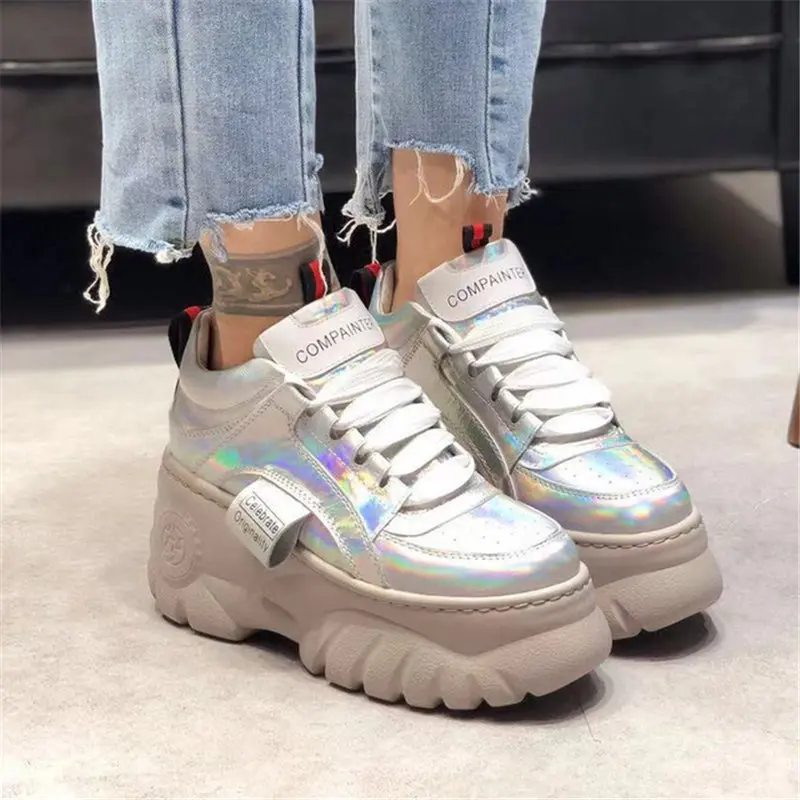 Tennis Piattaforma silver Nuovo red Da Delle Scarpe Beige Bianco America Ultralight up Donna glod Del Europa Lace 2018 Della Casual Genuino White Donne Cuoio Fashion q7pEWSW