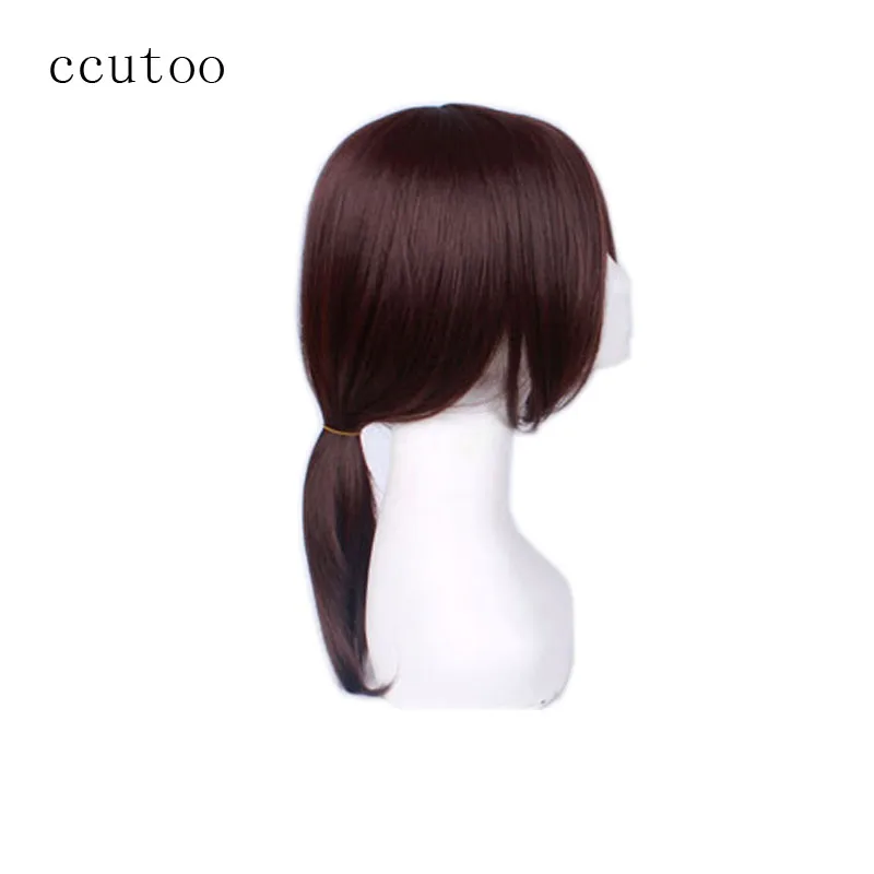 ccutoo 40cm Dark Brown Medium Straight High Temperature Fiber Synthetic Hair Party Cosplay Full Wigs Peluca Ymir