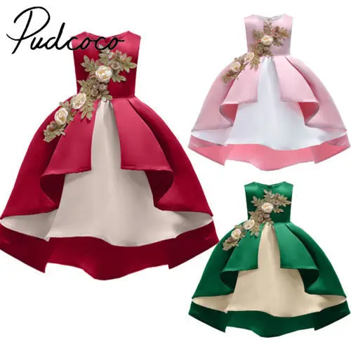 Элегантное детское платье для девочек; вечерние платья принцессы для подружки невесты с вышитым розовым бантом; Vestidos От 2 до 9 лет