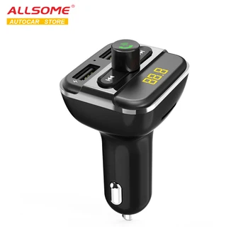 

ALLSOME Car MP3 Player Bluetooth FM Modulator Dual USB Charger Port Car Radio FM Transmitter Support Flash Driver TF/SD Card