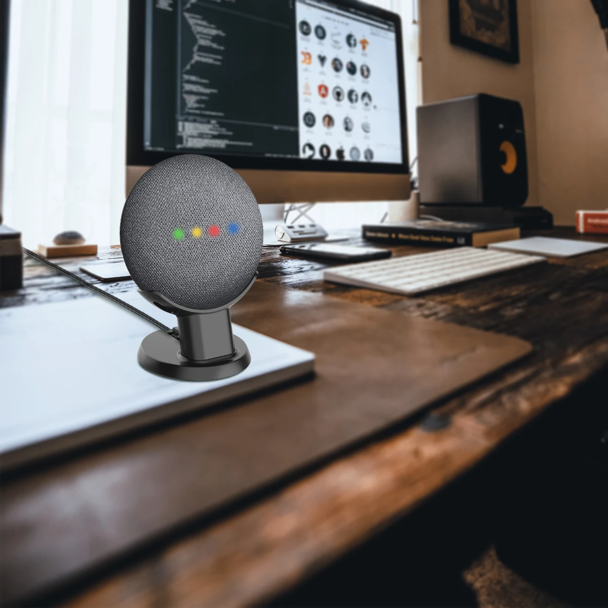 2019 For Google Home Mini Desktop stand table holder Voice Assistants Compact Holder Case Plug in Kitchen Bedroom Audio Mount