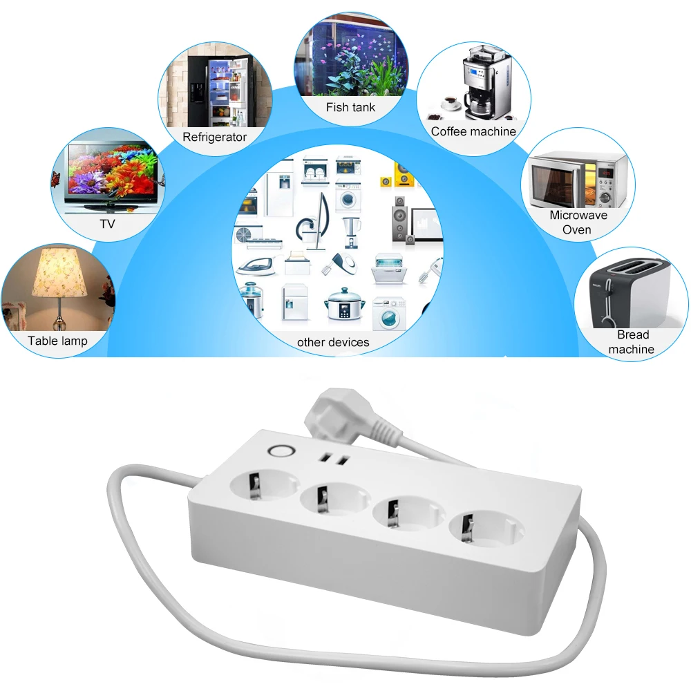 

Ewelink Wifi Switch Smart Timer Socket 2 USB Ports for Alexa Google Home Smart Home Automation Remote Control Power Strip