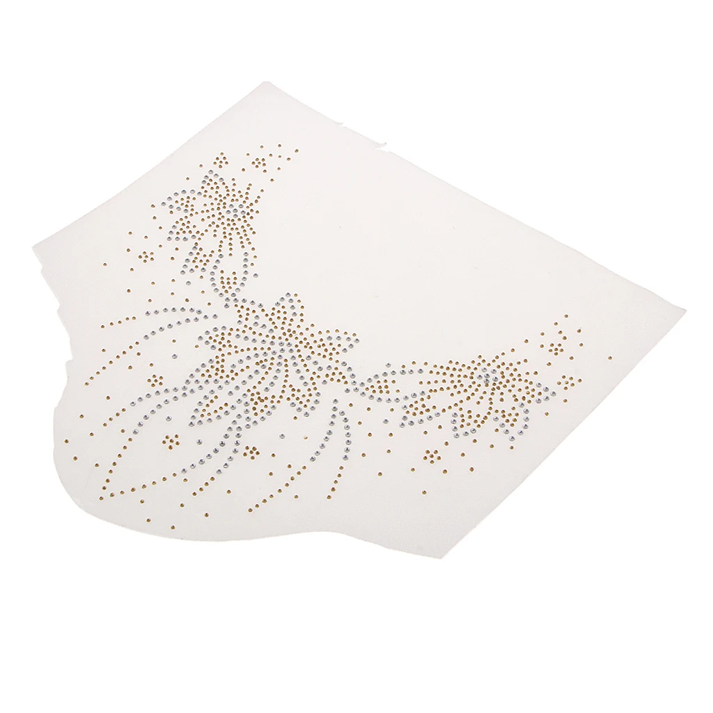 Floral Neckline Collar Trim Rhinestones Iron on Hot Fix Motif Heat Press Applique Patch