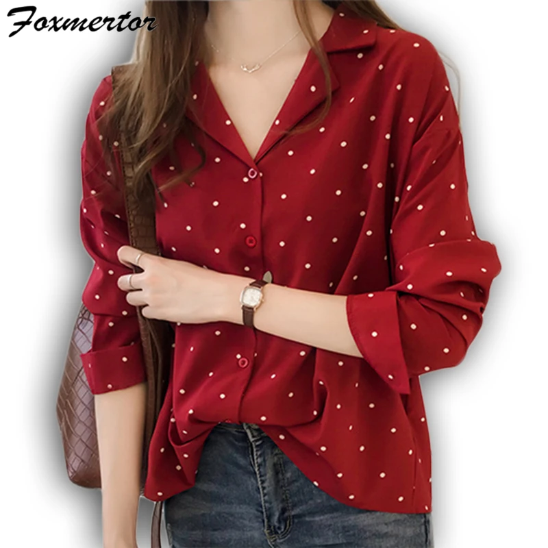 

Fashion Women's T-Shirt XL Lapel Collar Women's Shirt Long Sleeve Round Neck Shirt Slim Elegant Office Women's Shirt E266