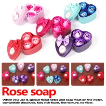 3 шт. Искусственный цветок розы мыло цветок с 1 шт. в форме сердца железная коробка ароматические для ванной тела лепесток розы маленькая подарочная коробка
