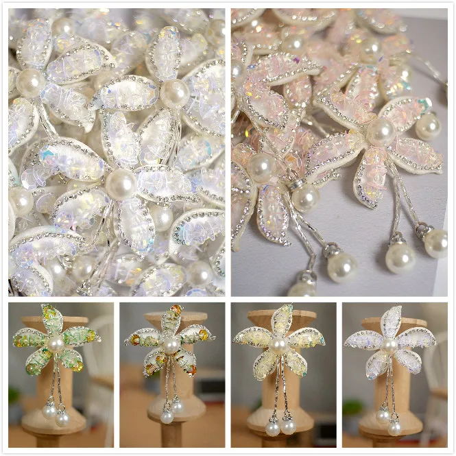 

2Pcs/Lot Clothes Lace Tassel Lace Patches Accessories Hand Sewing Sequins Flowers Cloth Dress Brooch Decorative