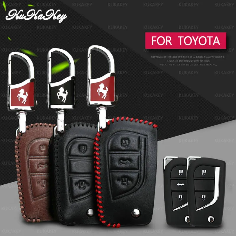 Kukakey кожаный чехол для автомобильных ключей брелок Toyota Corolla levin Highlander 2011 2012 2014 2015