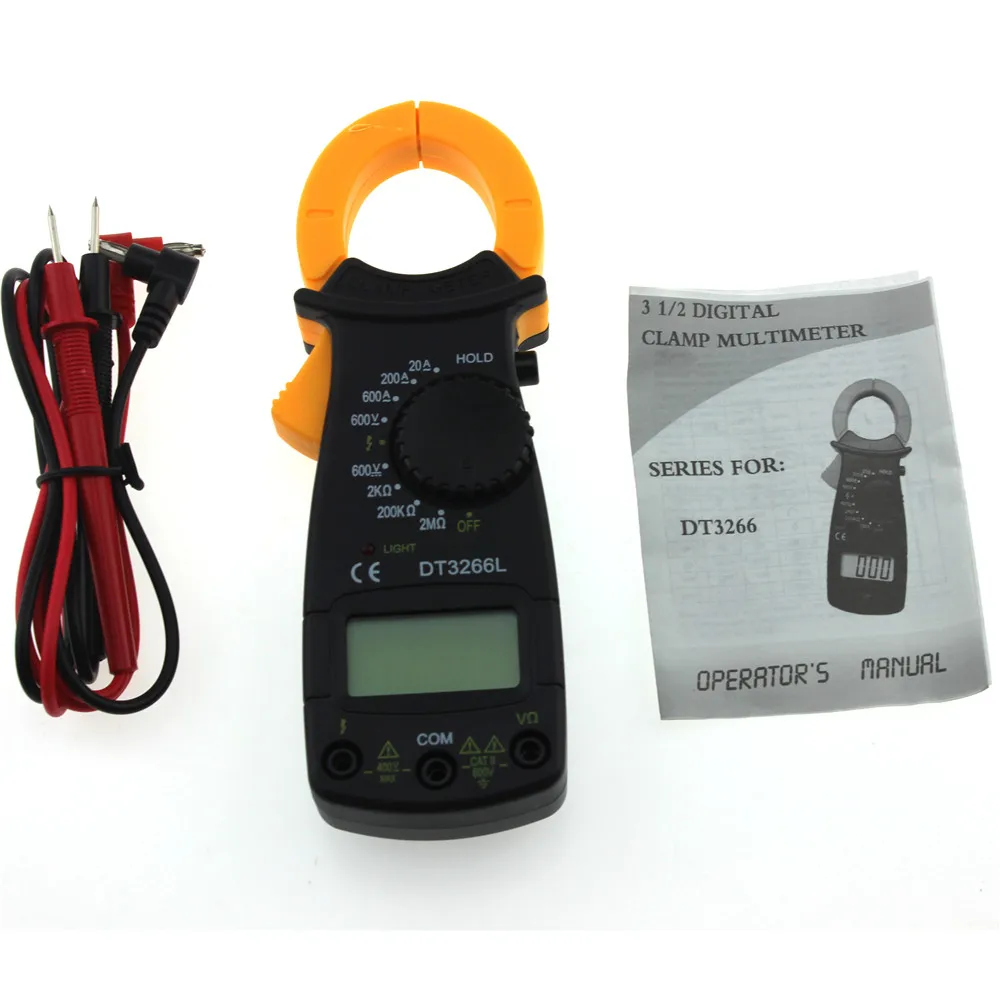 

DT3266L AC / DC Portable Handheld Digital Clamp Meter Multimeter Voltage Current Resistance multi meter Tester with Lead Test