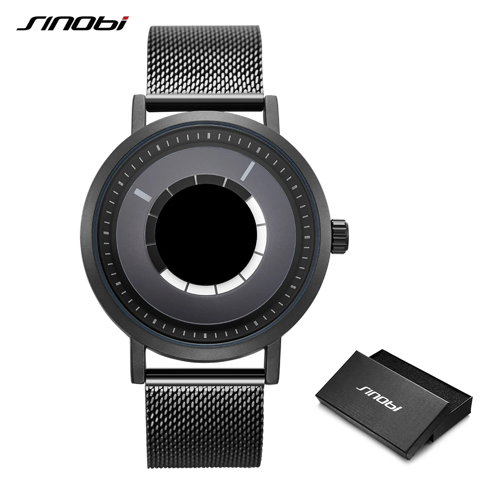 

SINOBI new men watch rotating creative watch Men Man steel mesh with quartz watch sports and leisure fashion watch Reloj Hombre