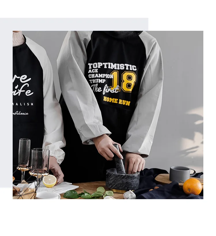 8 Long Sleeve Kitchen Apron Nordic Simplicity Style Cooking Baking Shop Skirt Bibs Cafe Flower Shop Hairdresser Overalls Home Pinafore Schort Avental