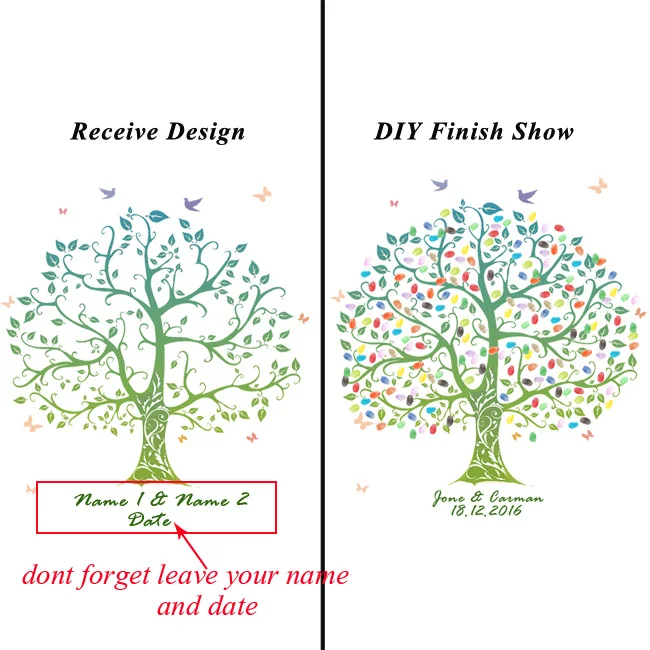 Новое бесплатное пользовательское имя, дата DIY отпечаток пальцев Подпись Гостевая книга вечерние украшения печатные свадебные дерево холст картины - Цвет: 022