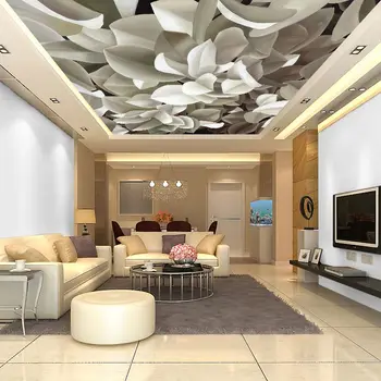 

Modern Ceiling Wall Papers 3D Flower Photo Sky Wall Paper Stickers Mural Home Decor Thicken Self Adhesive Vinyl / Silk Wallpaper