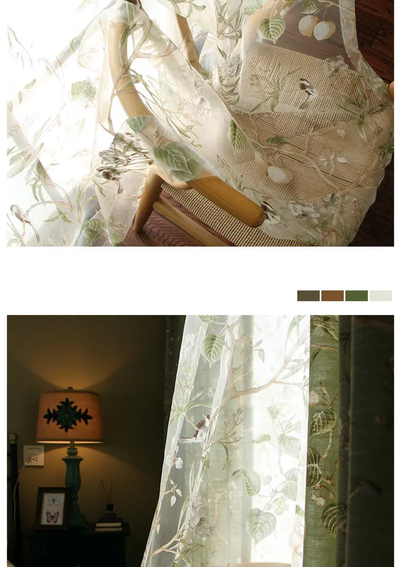 Полузатемненные занавески для спальни, занавески с птицами для гостиной, зеленые синие занавески, жалюзи на заказ wp145* 30