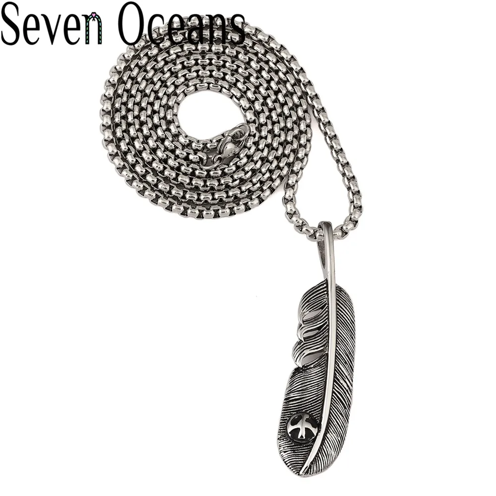  Titanium Steel Jewelry Eagle Feathers Unique Necklace Wings Charm Jewelry Goro Engraved Vintage Jewellery Piece Chain Pendant (3)
