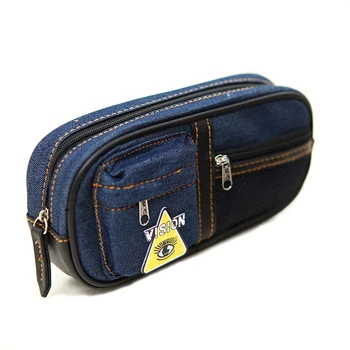 

Student Stationery Large Capacity School Pencil Bag Multi-layer Denim Canvas Zipper Pen Case Pouch for Boys Girls School Supply