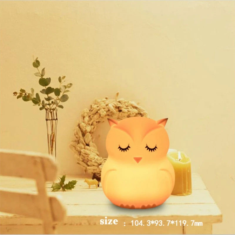 Lovely Owl Cartoon Night Light Silicone Colorful LED Bedside Night Lamp Gifts For Kids Bedroom Decoration Colors Changing Light (8)