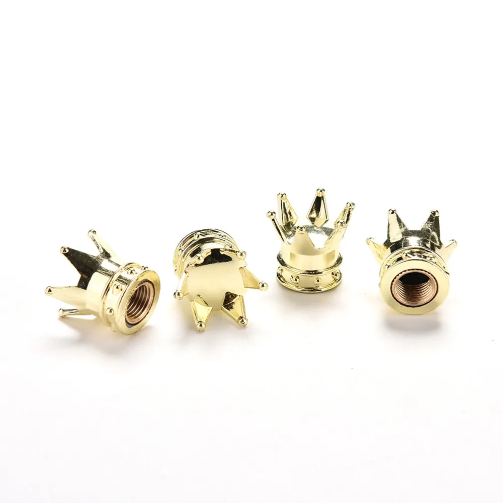 4PCS Car Truck Motocycle Bike Crown Shaped Tire Wheel Stem Air Valve Cap Tyres Accessories