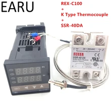 RKC цифровой PID регулятор температуры Термостат REX C100 + Макс 40A SSR 40DA