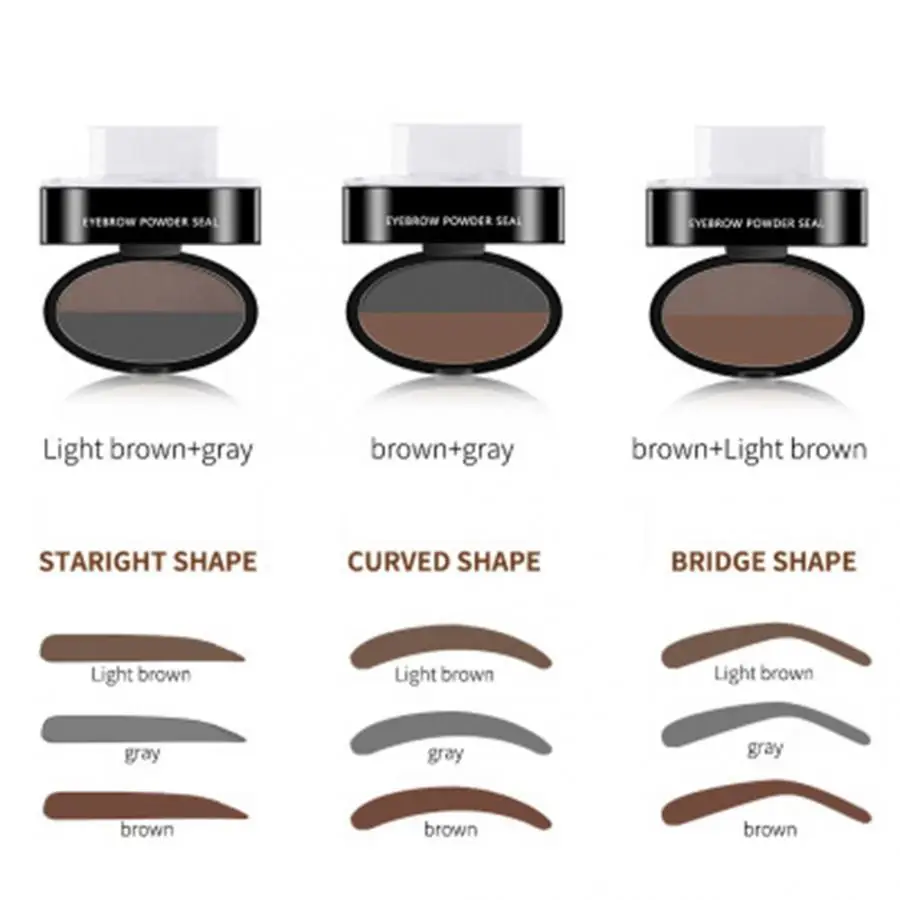 

Lazy Quick Eyebrow Stamp Seal Double Color Eyebrow Powder Stamp Pallet Waterproof Brow Makeup Seal Natural Shape Powder Palette