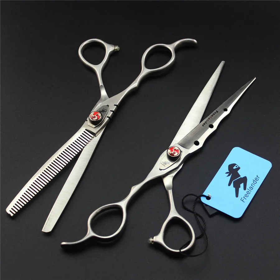 7'' Left Handed Pet Grooming Scissors Dog Groomer Cutting Curved Thinning Shears
