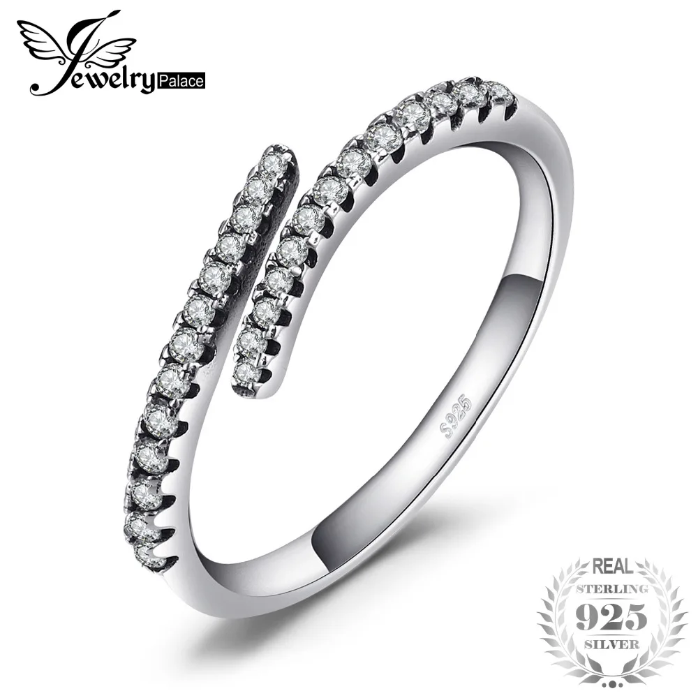 

Jewelrypalace 925 Sterling Silver Rings Cubic Zirconia Open Statement Ring Sets Anniversary Gift Women Fashion Jewelry