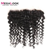 Megalook глубокая волна Кружева Фронтальная бразильская Remy человеческие волосы фронтальная предварительно выщипанные с детскими волосами 10-22 дюйма