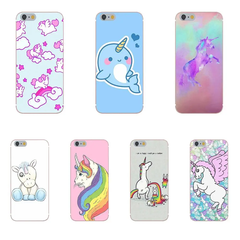 

Omdnwd Luxury TPU Rubber Phone Case For Apple iPhone 4 4S 5 5C 5S SE 6 6S 7 8 Plus X Fat Unicorn On Rainbow Jetpack