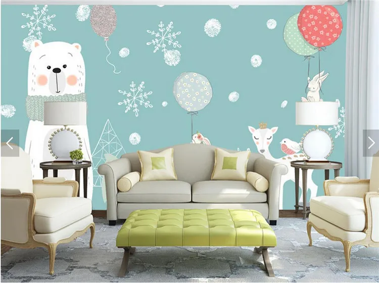 3 Europea Carton Elk Oso Ninos Dormitorio Pared Mural Pared Lujo