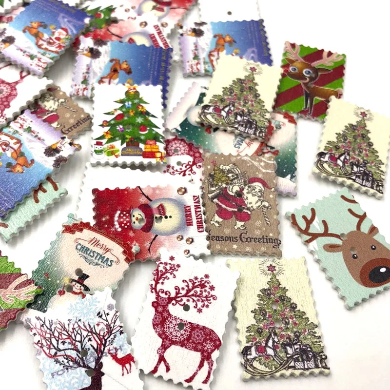 

10/50/100pcs Mix Wooden Merry Christm Buttons Lot Craft/Kids Sewing Embellishment W466