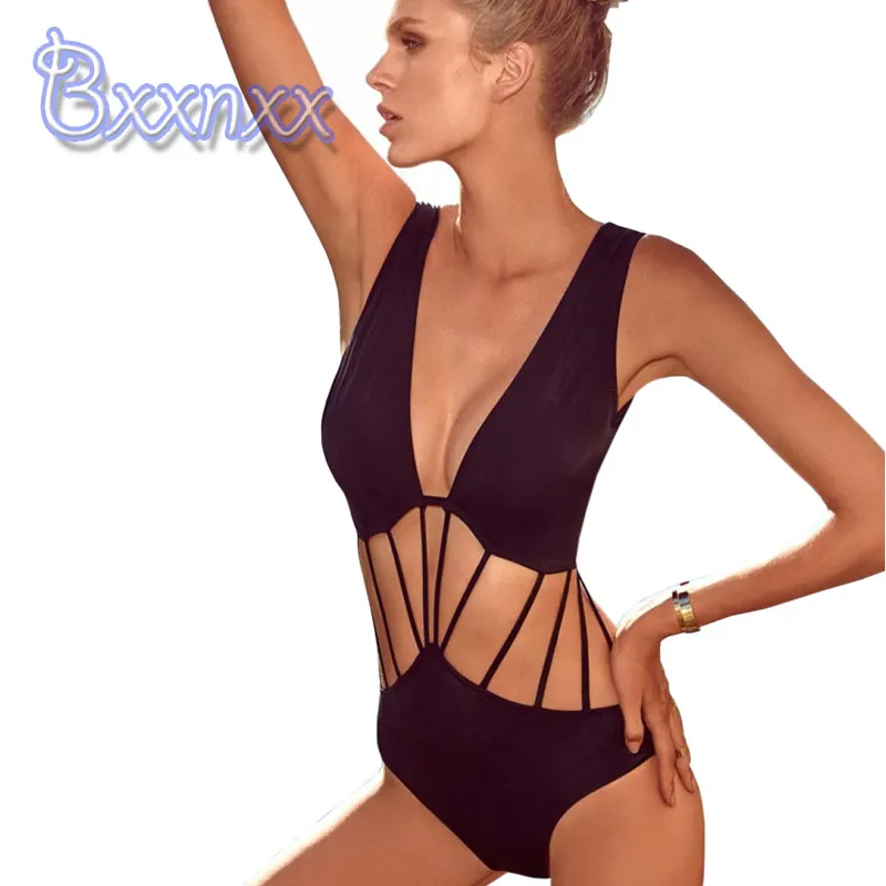 

High Quality Solid Sexy String Hollow Out One Piece Swimsuit Women Black Red Backless Beach 1 Piece Swimsuit High Cut Monokini