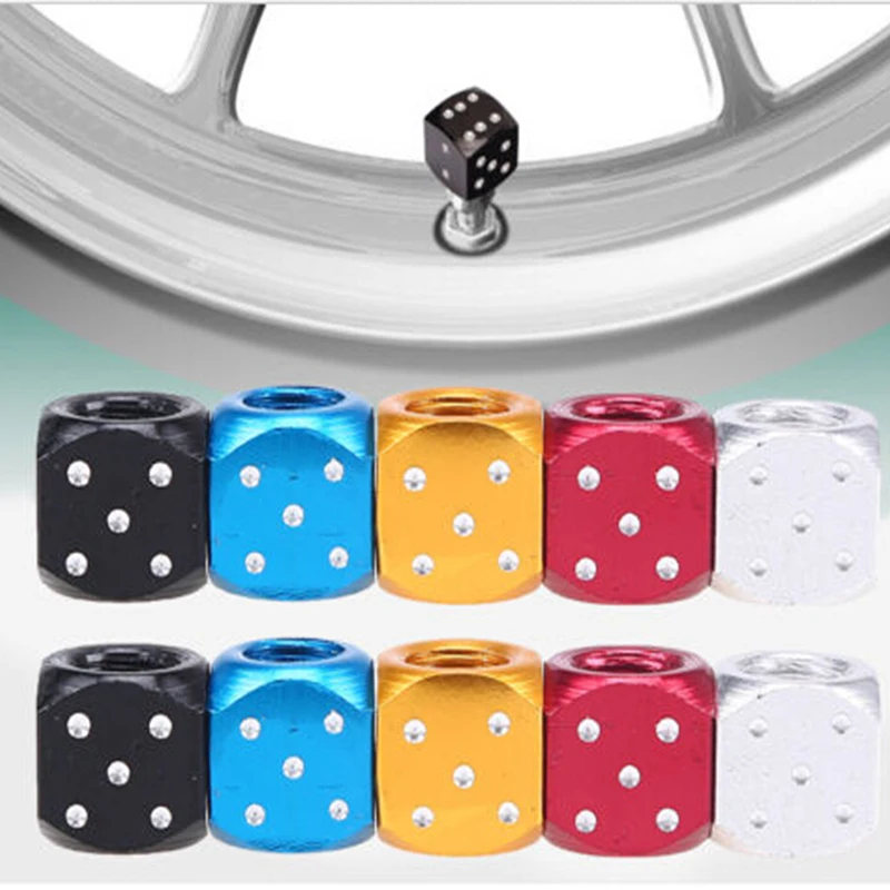 

10X Dice Universal Auto Bicycle Car Motorcycle Tire Valve Caps Tyre Wheel Air Stems Cover Airtight Rims Accessories Motocross